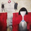 HRA S M��EM, akryl na pl�tn�, 60x60, 2024
