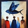 Ryba, co l�t�, 65 x 55, olej na pl�tn�, 2025
